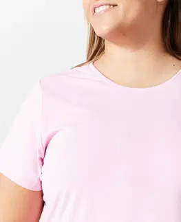 fitnes Dámske tričko 120 Plus Size na fitness s krátkym rukávom svetloružové