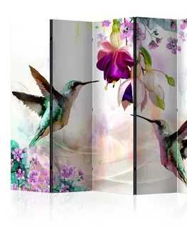 Paravány Paraván Hummingbirds and Flowers Dekorhome 135x172 cm (3-dielny)
