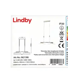Svietidlá Lampenwelt Lindby - LED Stmievateľný luster na lanku JUDIE 2xLED/11,5W/230V 
