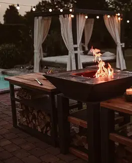 Záhradné grily Set grilovacieho ohniska servírovací stôl