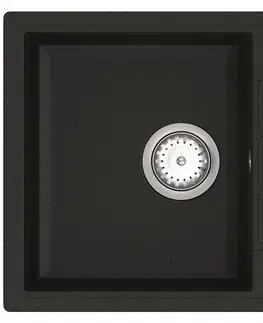 Kuchynské drezy NABBI Eden ENB 02-62 granitový kuchynský drez so sifónom 61x43,5 cm čierna