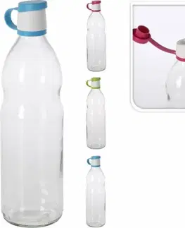 Shakery Kinekus Fľaša sklo 1L 8cm, s vrchnákom, mix