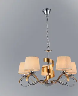Moderné lampy do obývačky Denis Závesné svietidlo 5x40w E14 Chróm/Zlatá