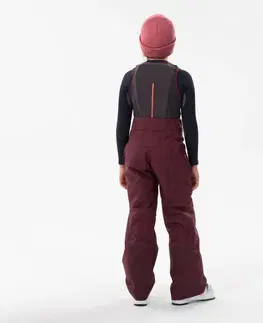 nohavice Detské lyžiarske nohavice FR900 s chrbtovým chráničom bordové