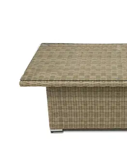 Stolčeky DEOKORK Ratanový stôl výsuvný jedálenský / odkladací 140 x 80 cm SEVILLA (béžová)