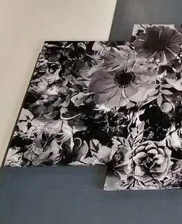 Čiernobiele obrazy 5-dielny obraz kvety v čiernobielom prevedení