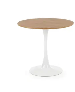 Jedálenské stoly HALMAR Sting okrúhly jedálenský stôl dub zlatý / biela
