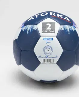 hádzan Detská hybridná lopta na hádzanú H500 veľkosť 2 tmavomodro-biela