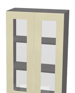 Kuchynské skrinky horná vysoká vitrína š.70, v.92, Modena W7092G, grafit / biely mat