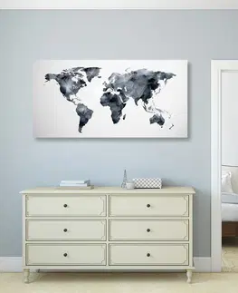 Obrazy na korku Obraz na korku polygonálna mapa sveta v čiernobielom prevedení