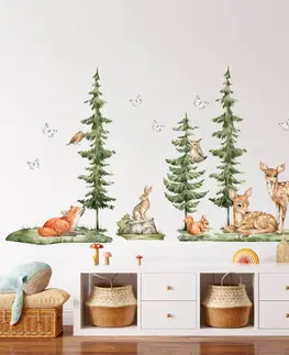 Nálepky na stenu Nálepka na stenu - Forest lesný motív so srnkami a zvieratkami