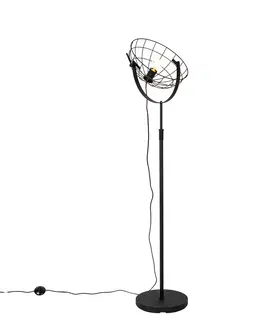 Stojace lampy Priemyselná stojaca lampa čierna 35 cm nastaviteľná - Hanze