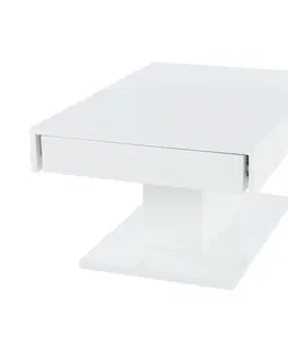 Konferenčné stolíky Konferenčný stôl s úložným priestorom, biela vysoký lesk, DIKARO