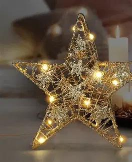 Vianočné dekorácie Solight 1v240 Vianočná LED hviezda Glitter 14 LED, teplá biela, 29 cm