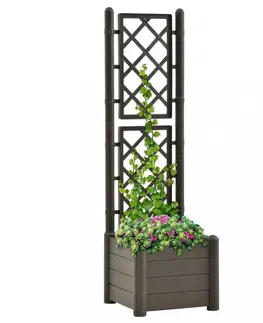 Kvetináče a truhlíky Záhradný kvetináč s treláží 43 x 43 x 142 cm PP Dekorhome Antracit