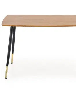 Stoly v podkrovnom štýle Stôl Tripolis 120x70 Mdf/Oceľ – Dub Zlatá/Čierna/Zlatá
