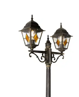 Zahradne stlpove lampy Vintage exteriérový lampáš starožitný zlatý 240 cm 2-svetlý - Antigua
