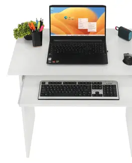 Písacie stoly PC stôl, biely, VERNER NEW