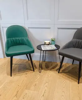Stoličky Jedálenská stolička, ekokoža zelená/kov, KALINA