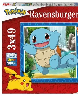 Hračky puzzle RAVENSBURGER - Vypustite Pokémonov 3x49 dielikov