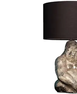 Stolné lampy LuxD 26855 Dizajnová stolová lampa Gorila 60 cm čierno-strieborná