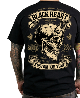 Pánske tričká Tričko BLACK HEART Devil Skull čierna - L