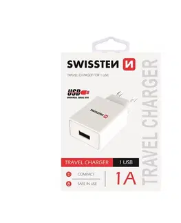 Nabíjačky pre mobilné telefóny Nabíjačka Swissten Smart IC 1A s USB konektorom, biela 22036000