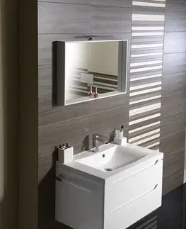 Kúpeľňový nábytok SAPHO - WAVE umývadlová skrinka 79,7x45x47,8cm, biela/dub strieborný WA080-3011