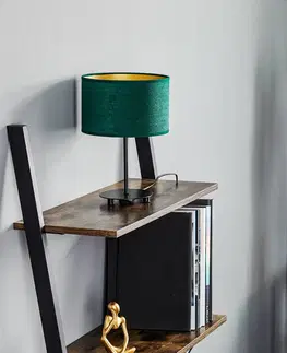 Lampy na nočný stolík Duolla Stolová lampa Golden Roller 30 cm zelená/zlatá