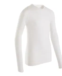 ragby Detské spodné tričko na futbal Keepdry 500 s dlhými rukávmi biele