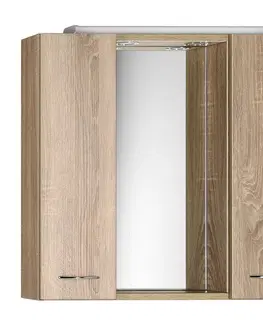 Kúpeľňový nábytok AQUALINE - ZOJA/KERAMIA FRESH galérka s LED osvetlením, 70x60x14cm, dub platin 45029