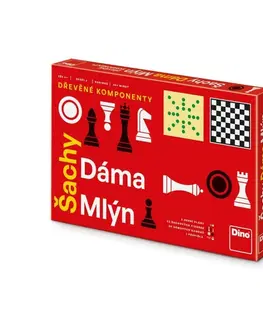 Hračky rodinné spoločenské hry DINO - Šach, dáma, mlyn Rodinná hra