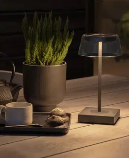 Vonkajšie dekoratívne svietidlá Konstsmide Stolná LED lampa Scilla s USB, čierna