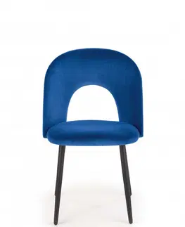 Jedálenské stoličky a kreslá Jedálenská stolička K384 zamat / čierna Halmar Modrá