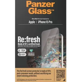 Ochranné fólie pre mobilné telefóny Ochranné sklo PanzerGlass Re:fresh UWF s aplikátorom pre Apple iPhone 15 Pro, čierna 2822