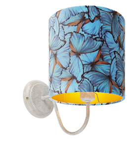 Nastenne lampy Klasická nástenná lampa biela s odtieňom zamatového motýľa - matná