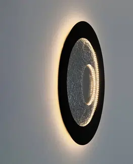 Nástenné svietidlá Holländer Nástenné svietidlo Urano LED, hnedo-čierno-strieborné, Ø 85 cm, železo