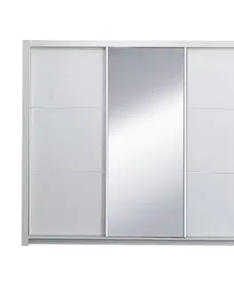 Šatníkové skrine Skriňa s posúvacími dverami, biela/vysoký biely lesk, 208X213,  ASIENA