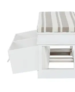 Regály a poličky Kondela Lavica s vankúšom, SEAT BENCH 1 NEW, 2 šuplíky, biela/svetlohnedá
