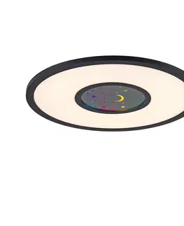 Stropne svietidla Stropné svietidlo čierne vrátane LED RGBW s diaľkovým ovládaním - Plamen