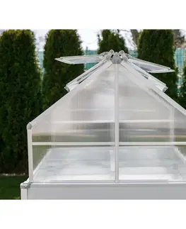 Záhradné skleníky Vyvýšený záhon so skleníkom, biela, polykarbonát, 120x120x169cm, OKIT