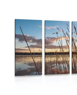 Obrazy prírody a krajiny 5-dielny obraz pokojná rieka pri dedine