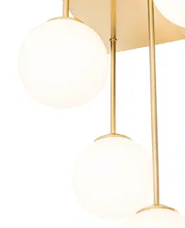 Stropne svietidla Moderné stropné svietidlo zlaté s opálovým sklom 5-svetlo - Atény