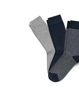 Socks Ponožky, 3 páry, námornícka modrá/sivé