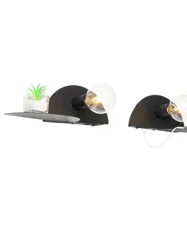 Nastenne lampy Sada 2 moderných nástenných svietidiel čiernej farby s USB - Valerie