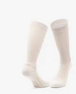 ponožky Turistické vysoké ponožky Hike 100 High béžové a bordové - lyocell a ľan 2 páry
