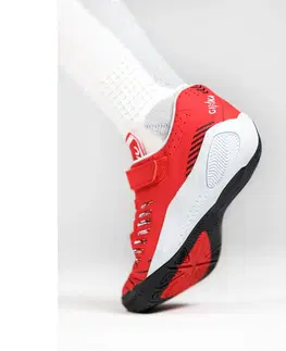 detské tenisky Detská futsalová obuv Ginka 500 červeno-čierna
