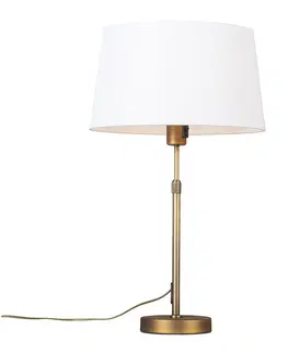 Stolove lampy Stolová lampa bronzová s tienidlom biela 35 cm nastaviteľná - Parte