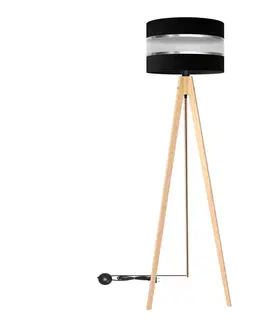 Lampy  Stojacia lampa HELEN 1xE27/60W/230V čierna/chróm/borovica 