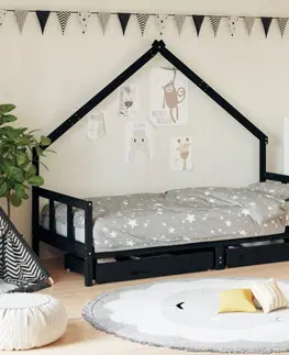Detské izby Detská domčeková posteľ so šuplíkmi Dekorhome 80 x 160 cm